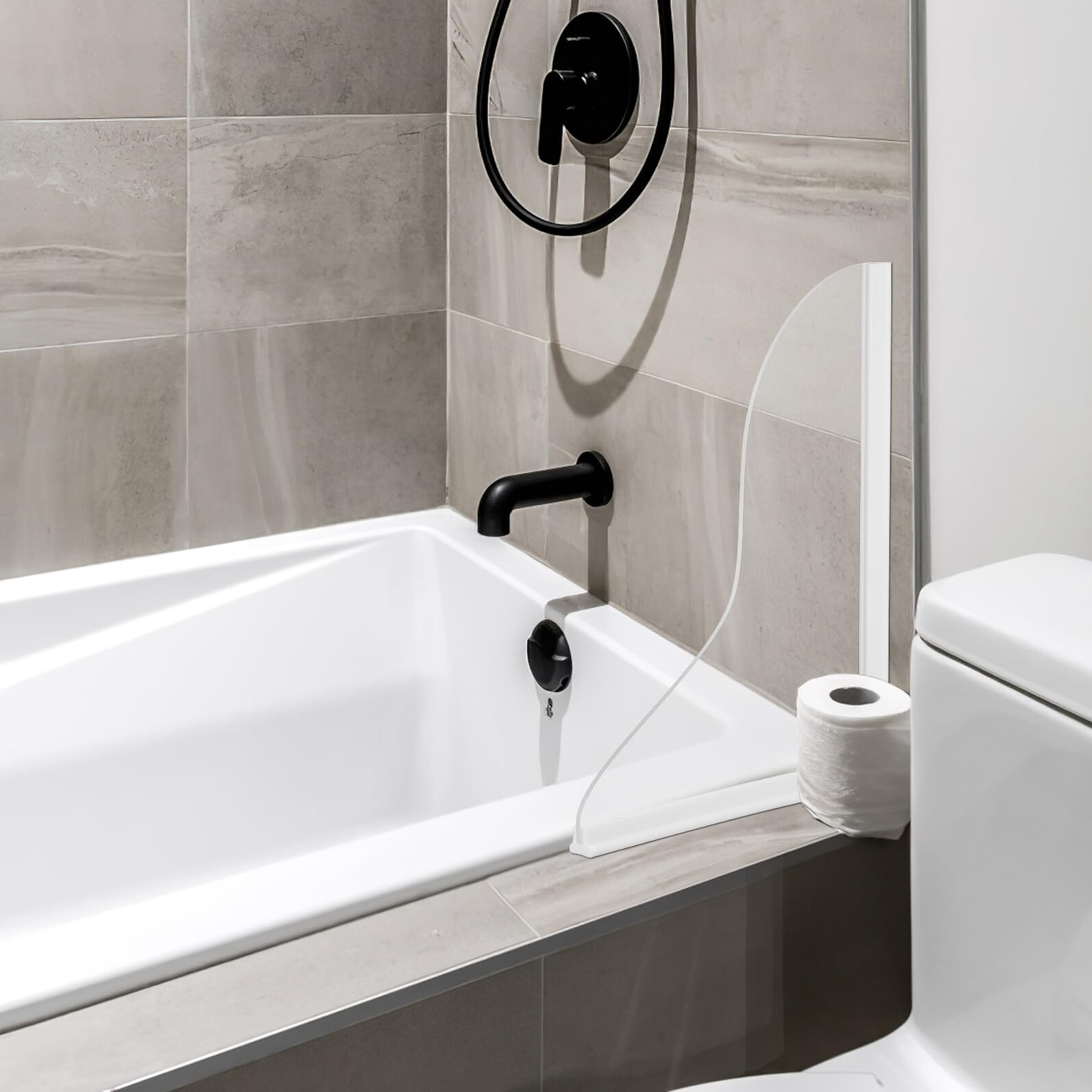 DOITOOL Spritzschutz aus Acryl für Badewanne und Waschbecken 2 Stück | Silikon, Küche und Bad, Wasserhaltend, Formstabil, Eckenschutz, Leichter Einsatz