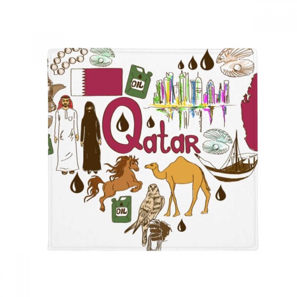 Tapis cadeau Qatar cœur coloré 80 x 80 cm pour passionnés de voyage