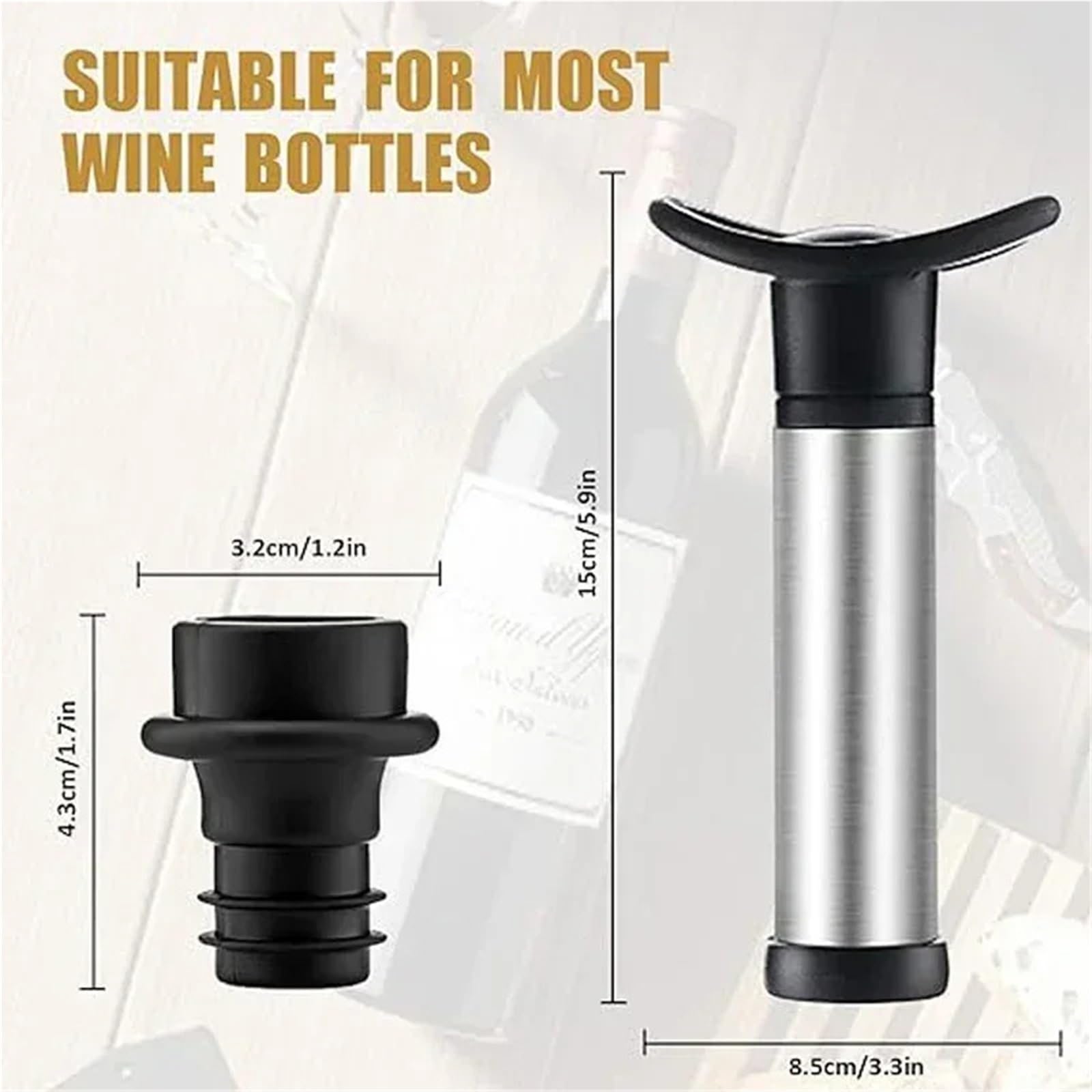 Wine Stopper - Juego de 4 tapones de acero inoxidable para el hogar, bomba de vacío para vino tinto