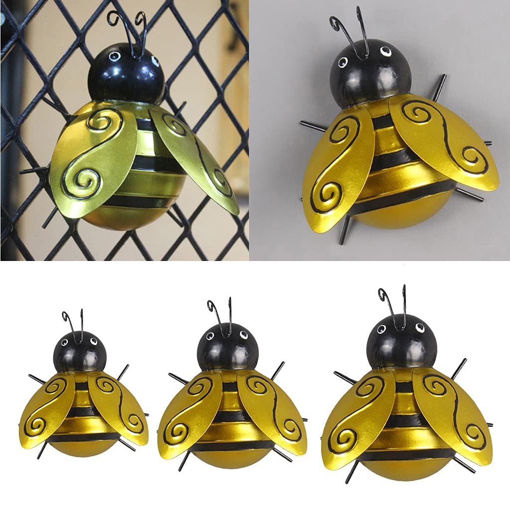 Posąg Dekoracyjny Do Wnętrza,Rzeźba Pszczoła Statua Metalowa Sztuka Ścienna Pszczoła Rzeźba Wieszące Ozdoby Do Ogrodu Patio Decor Do Salonu Domowego (3 Pack)