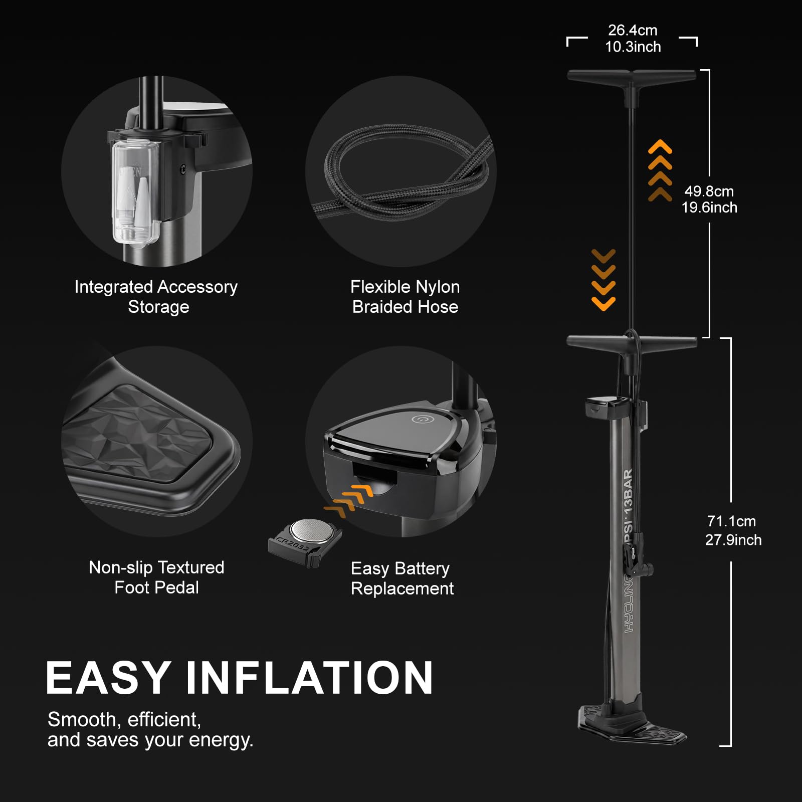 Hycline Tubeless Booster Pump - Fast Tire Inflation -4
