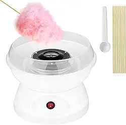 Máquina de Algodão Doce Elétrica Portátil 110V – Mini Maker Compacta com Ventosas, 500W de Potência, Fácil de Usar e Ideal para Festas e Crianças (Branco)