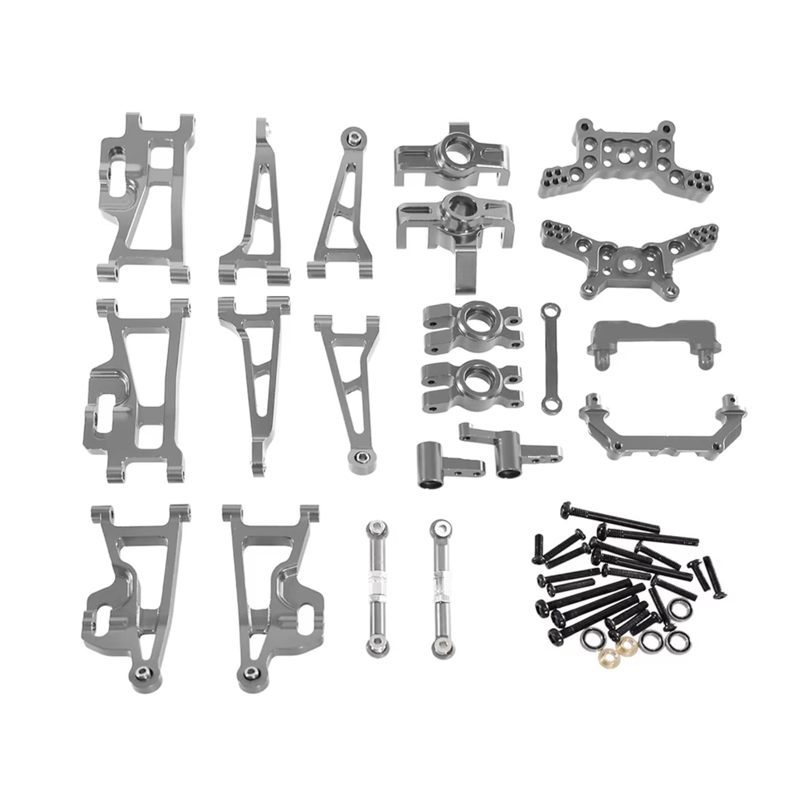 RC Tirante Trazione Per MJX Per Hyper Go 14209 14210 1/14 Braccio Di Sospensione In Metallo Ammortizzatore Torre Blocco Sterzo Collegamento Sterzo Set RC Accessorio Auto Sostituzione Uso(Gray)