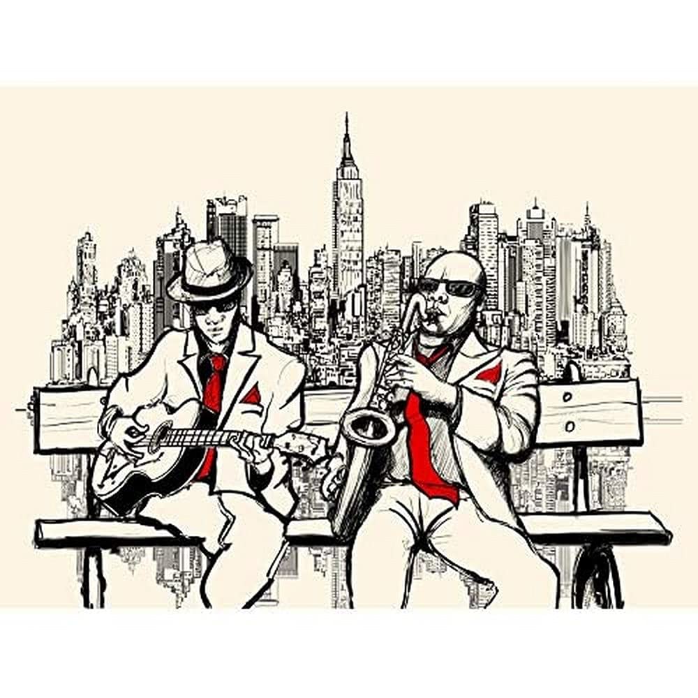 Wee Blue Coo Musicians Jazz Men New York Unframed Art Print Poster Wall Decor 12x16 inch