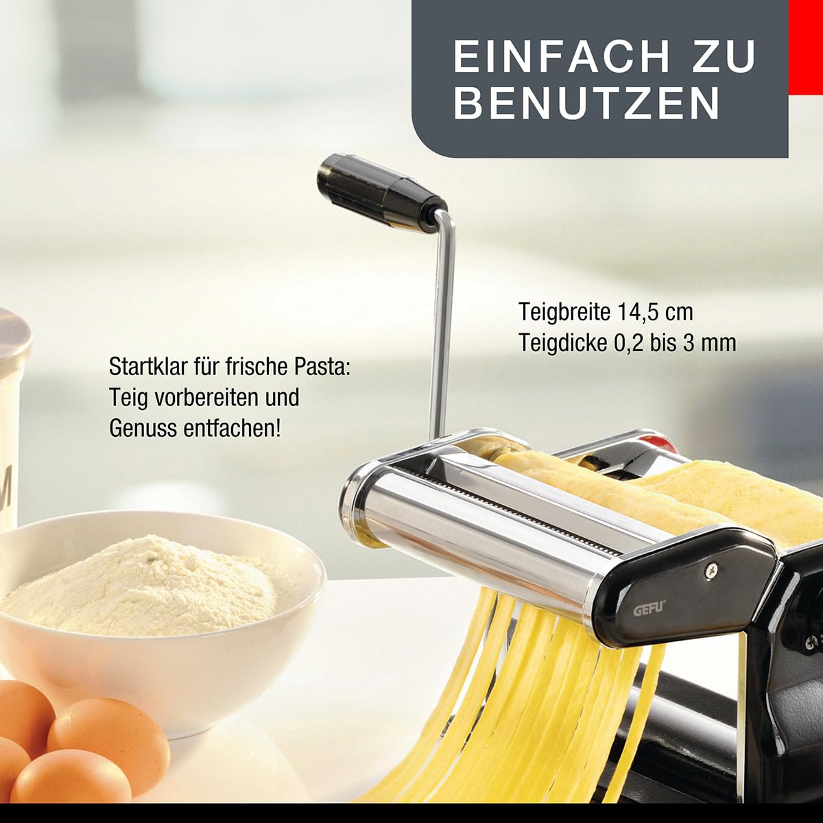 GEFU Nudelmaschine Pasta PERFETTA Nero - Pastamaschine für Lasagne & Pasta