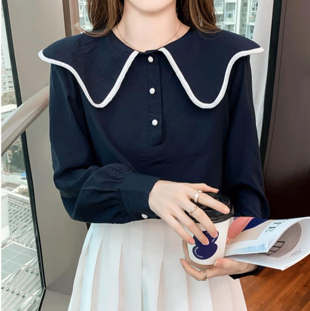 Doll Collar Temperament White Shirt Ladies Design Sense Loose Chic Bubble Long Sleeve Tops
