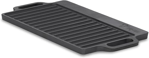 BBQ-Toro Piastra per grigliare in ghisa con maniglie | 40 x 20,5 cm | piastra reversibile, utilizzabile su ambedue le parti | rettangolare, universale e solida - 5