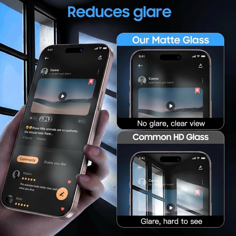 Image of OHAYO Gaming Tempered Glass Screen Protector Compatible with iPhone 16 - 9H Hardness, Ultra-Smooth Touch, Anti-Fingerprint, HD Clear, Bubble-Free, Case Friendly, High Sensitivity