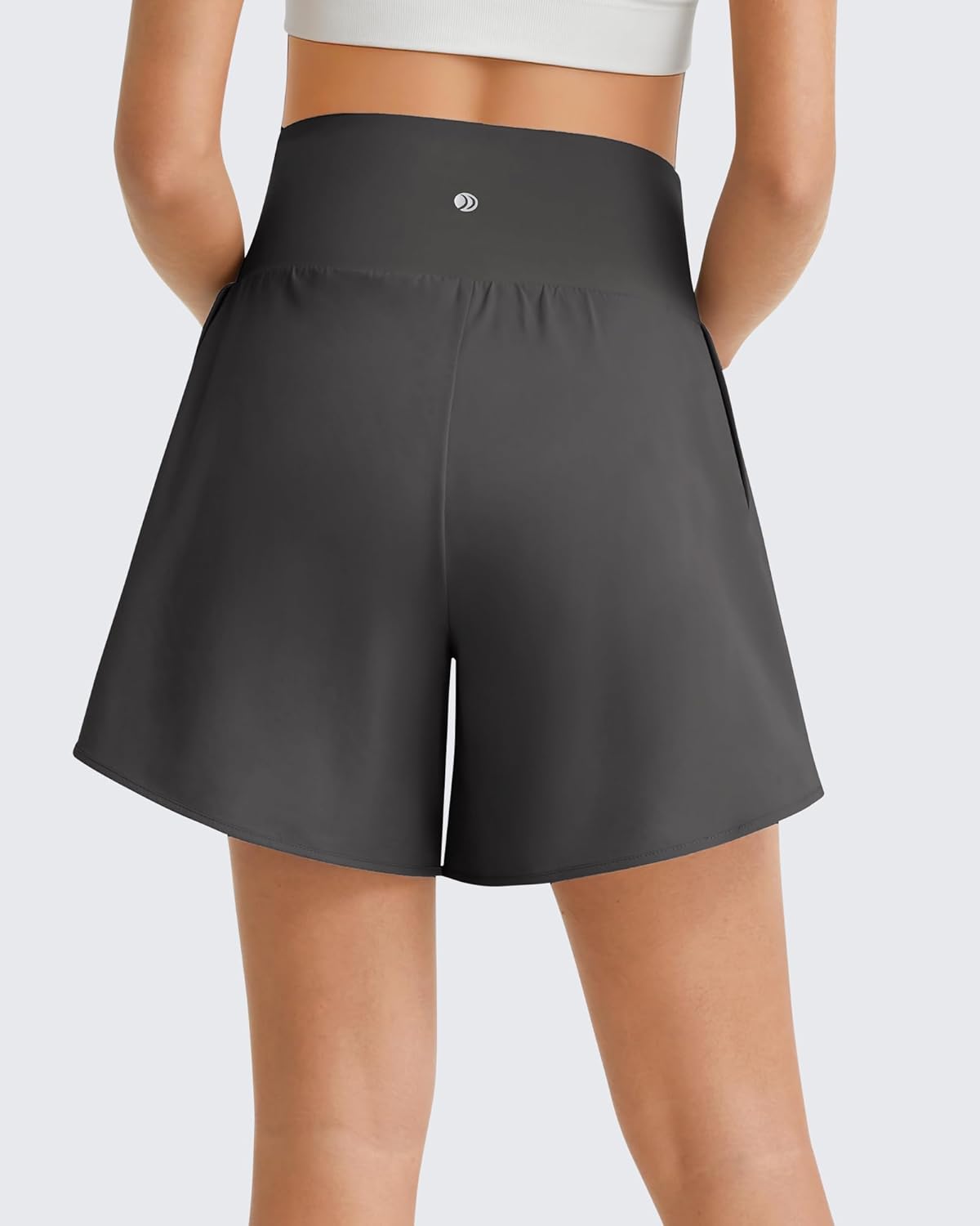 G4Free Chillwhisp Built in Brief Maternity Athletic Shorts with Inner Pockets Cross Waist Pregnancy Shorts