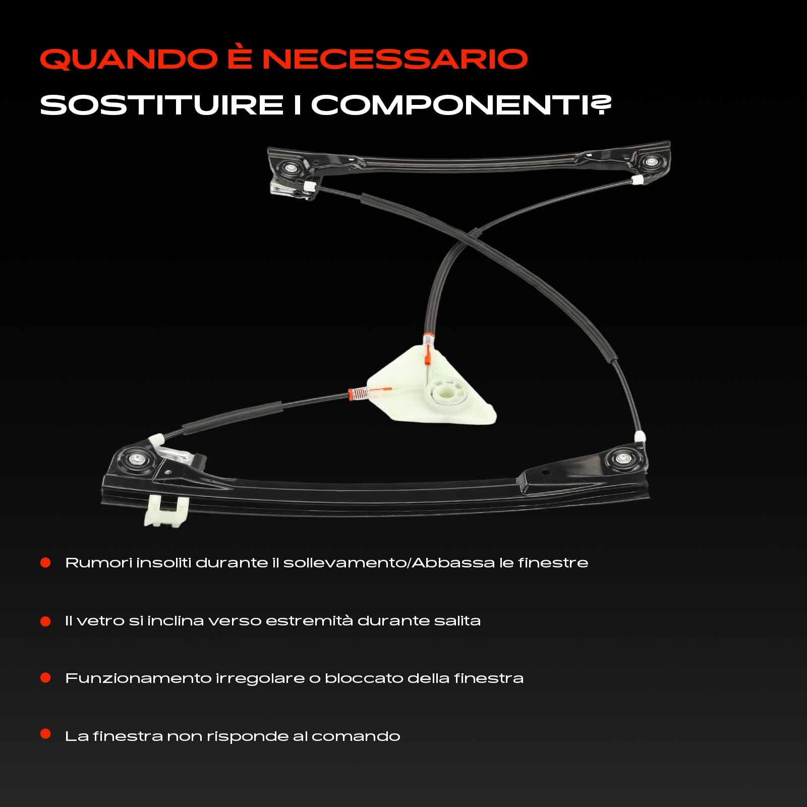 Frankberg Alzacristalli elettrico senza motore anteriore sinistro Sostituzione per Polo 9N 2/3 porte 2001-2009 6Q3837461