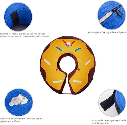 Miniatura 7 de Collar de cono para perro poscirugía, collar isabelino e para perros y gatos, antimordeduras, antilamos, collar inflable protector para curar