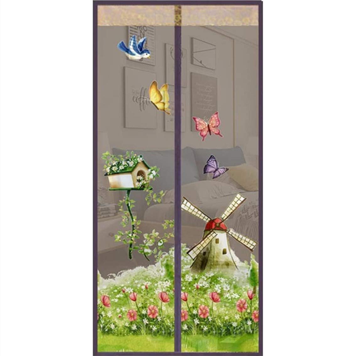 Xingmo Black Magnetic Door Magnetic Insect Door Screen Door High Density Curtain Fly Bug Mosquito Mesh Curtain Size:90 * 210Cm (Color7) Brown