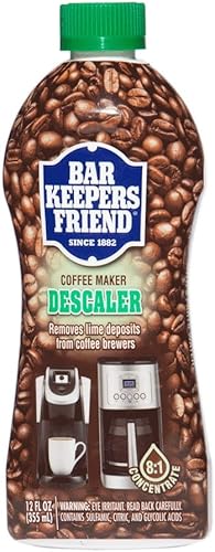 Bar Keepers Friend Cafetera descalcificadora (12 onzas) – Elimina los depósitos minerales de las máquinas de café espresso y cafeteras automáticas