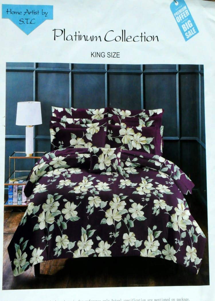 ELSTONE HOMESummer Collection Full Size Cotton Double Bed Sheet with 2 Pillow Cover Soft Fabrics Size 108X 108 INCH Pack of 4