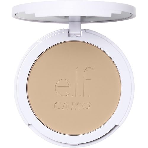 e.l.f. Camo Powder Foundation, Lightweight, Primer-Infused Buildable & Long-Lasting Medium-to-Full Coverage Foundation, Light 280 N
