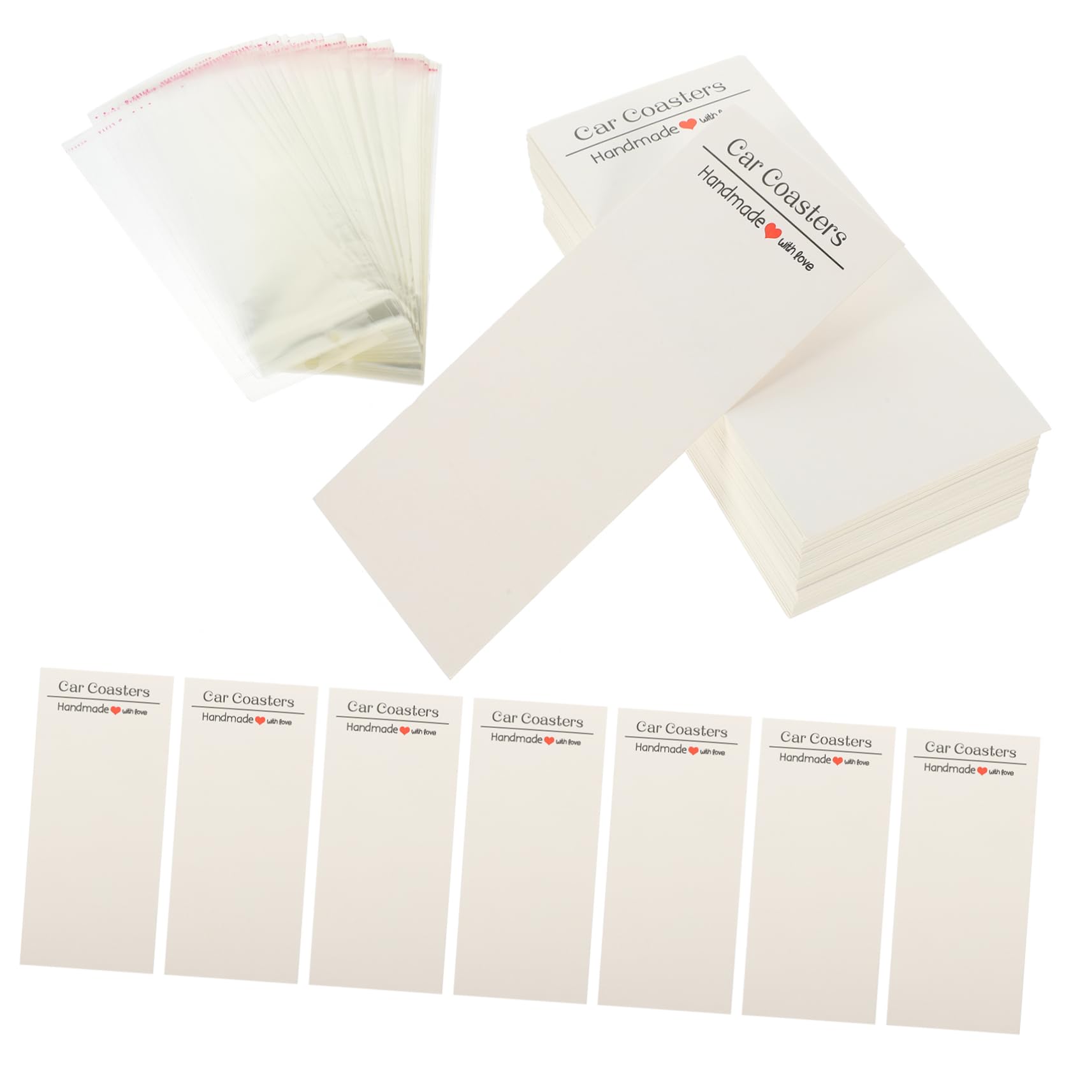 KOMBIUDA 100 Sets Paper Card Coaster Ornaments Card Set Car Cup Coasters Car Coasters Cards Storage Bags Coaster Display Accessory Small Business Supplies Accessories Plastic White Jewelry