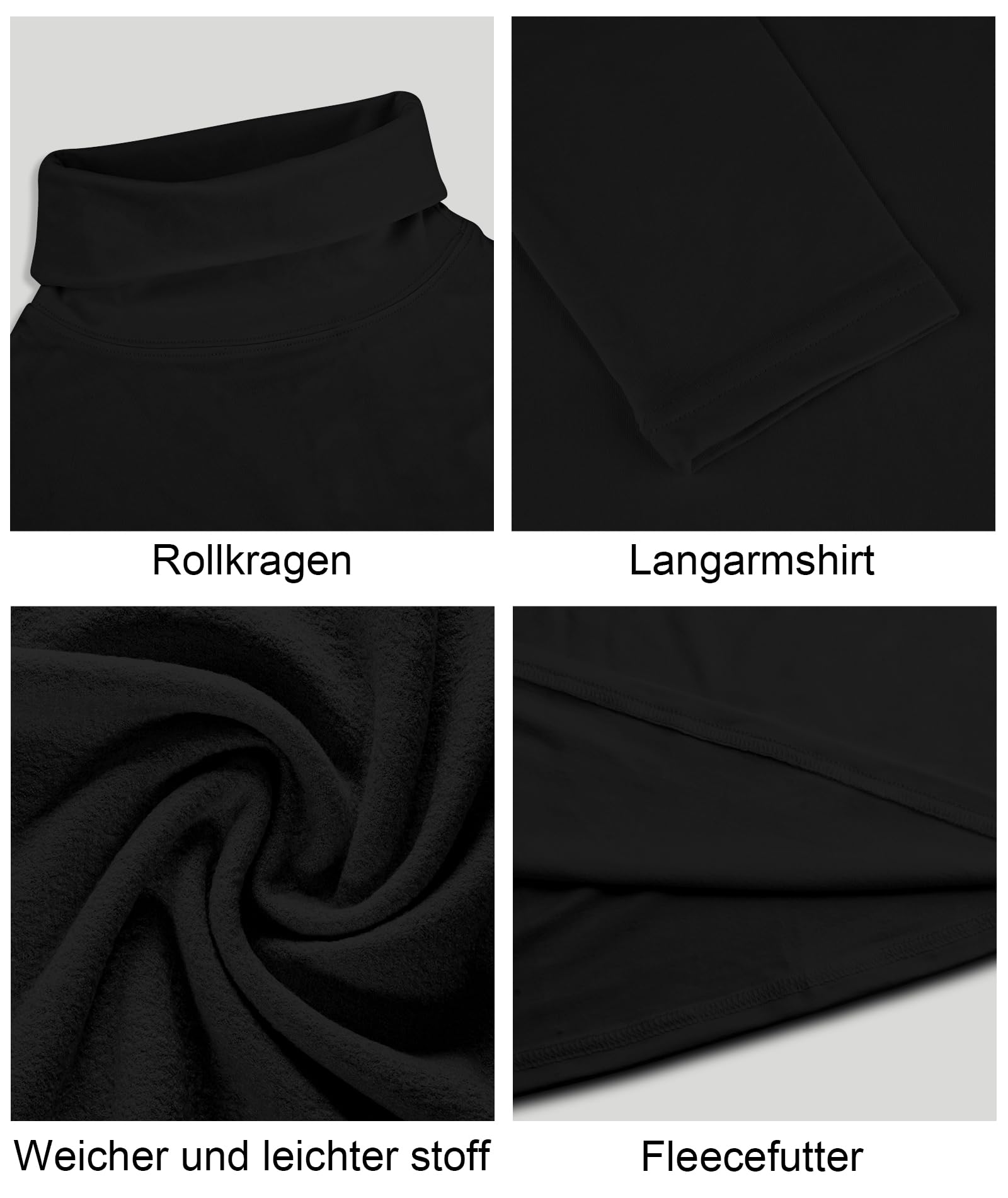 SIHOHAN Herren Rollkragenshirt Basic Rollkragenpullover - Slim fit Langarmshirt Innenfleece Thermounterwäsche Oberteil Langarm Herren Rollkragen Pullover Longsleeve