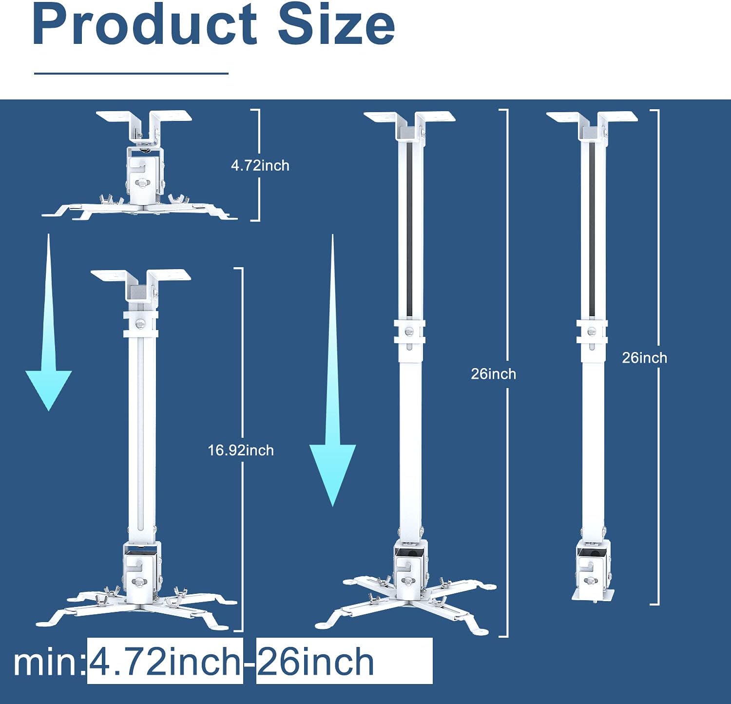 Bеѕt Cуbеr Dеаlѕ 🔥 Projector Mount Wall or Ceiling Bracket with Adjustable Height and Extendable Arms Projection Mount for Different Size Projector (Silver)