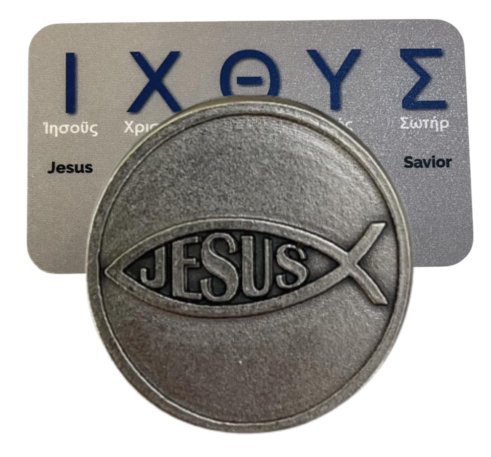Westmon Works Ichthus Pocket Token Prayer Set with Wallet Sized Holy Card and Trinket Made in Italy2