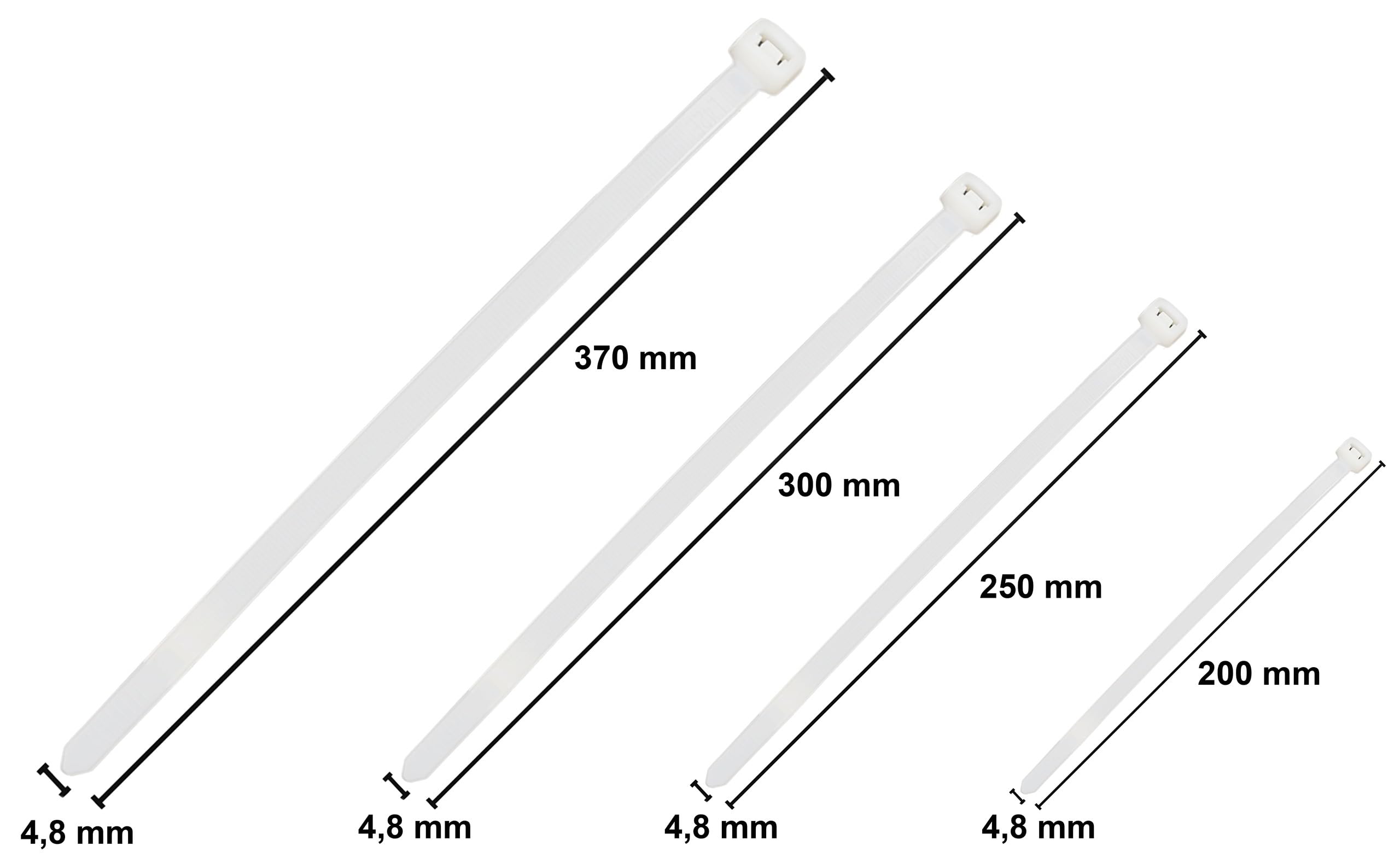 Weiß Polyamid-Kabelbinder-Set (4.8 mm, 1600 Stücke)