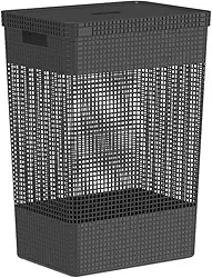 Cesto de roupas Grid 49L Preto fechado