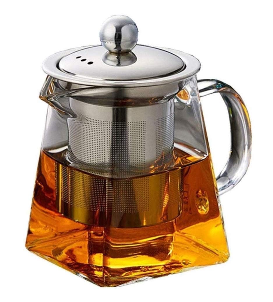 Nestlab Pyramid Shape Borosilicate Glass Teapot, Teapot with Stainless