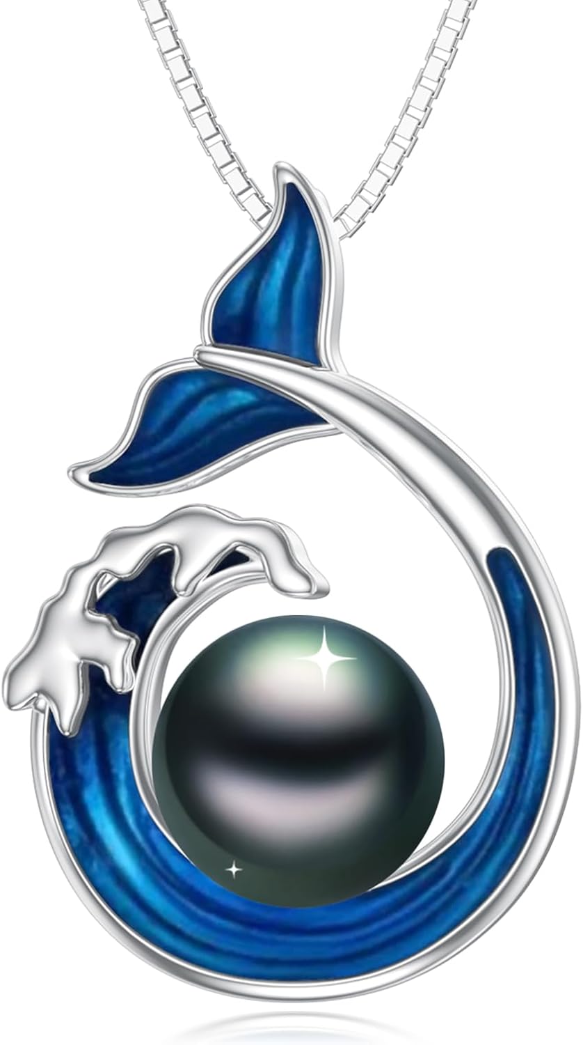 Gifts for Women-Tahitian Black Pearl Necklace-Birthday Anniversary Wedding Gifts for Her Wife Mom Tahitian Black Pearl Jewelry