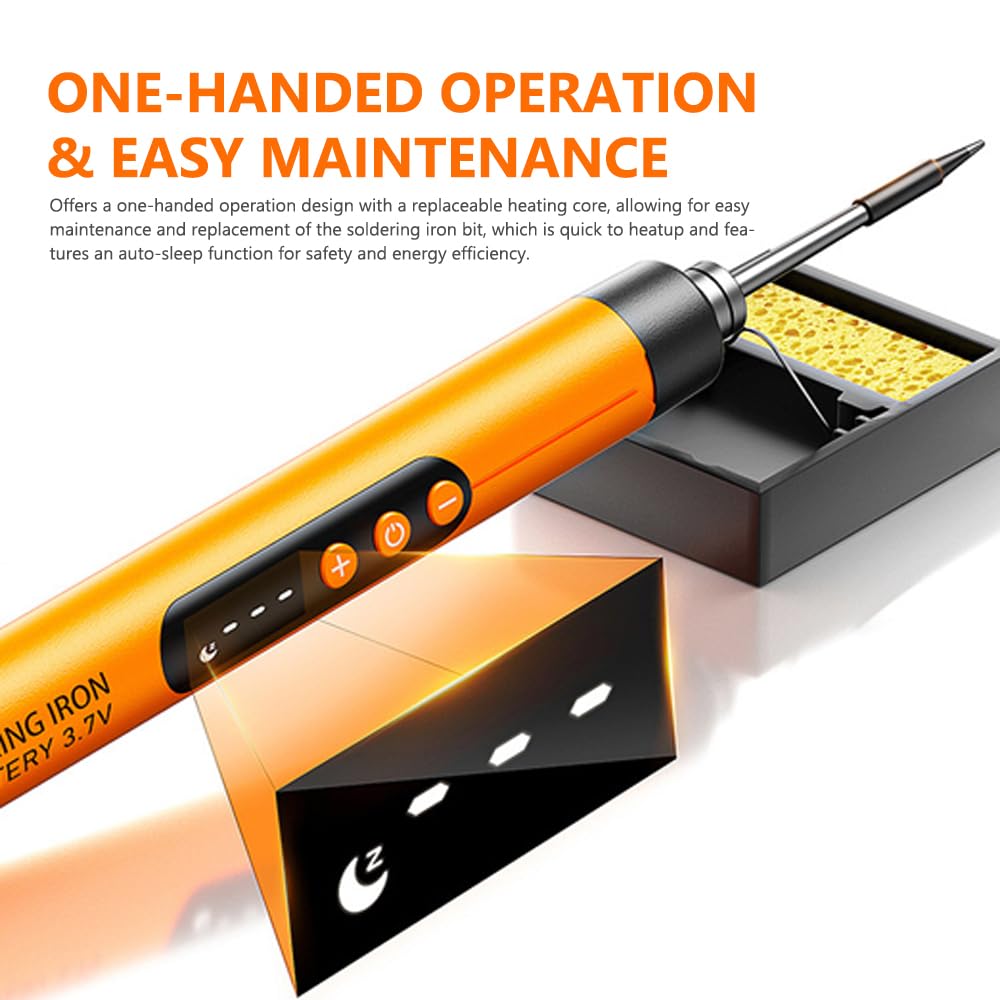 Fer à souder électrique portable USB, stylo de soudage intelligent multifonctionnel avec fonction de réglage de la température de 260 à 420 ℃ pour la réparation et l'entretien du (Orange)
