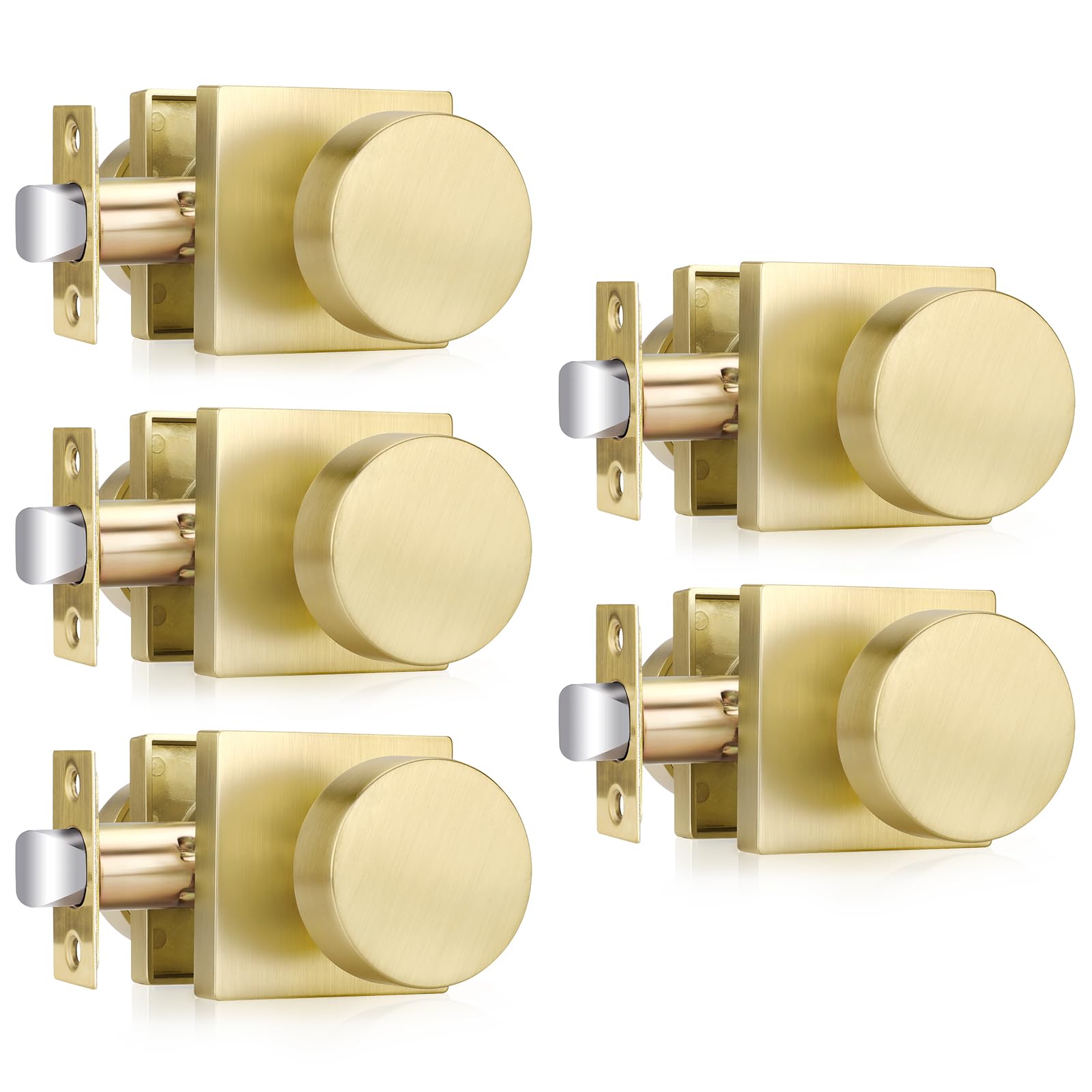 Photo 1 of Haidms Gold Door Knobs Passage, Heavy Duty Square Brushed Gold Hall and Closet Door Knobs for Hallway, Zinc Alloy Passage Door Knob Hallways (5 Pack)