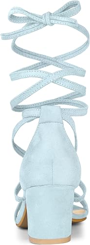 Vista 3 de Allegra K Sandalias de tacón grueso con cordones y punta abierta para mujer