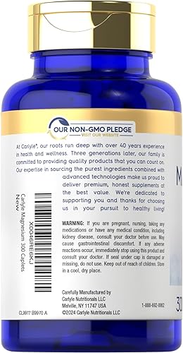 Miniatura 3 de Carlyle Magnesio 500mg  300 cápsulas recubiertas  Suplemento vegetariano, sin OMG y sin gluten