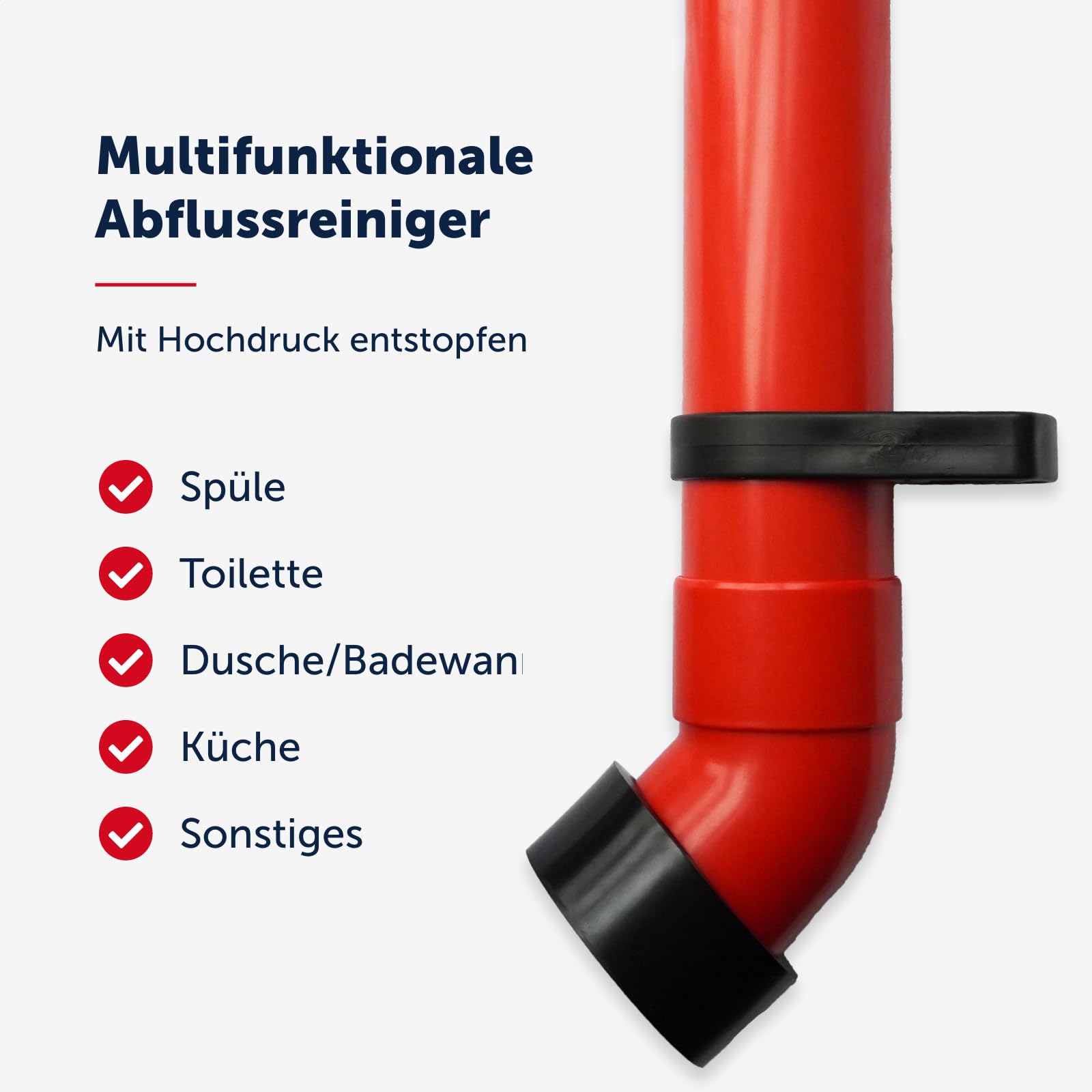 Rohrreinigungspumpe mit 3 Aufsätzen - für Küche, Bad & Toilette - rohrreiniger - abfluss pumpe - pömpel abfluss pümpel - abflusspumpe - abflussfrei pumpe rohrreiniger - rohrreinigungsspirale
