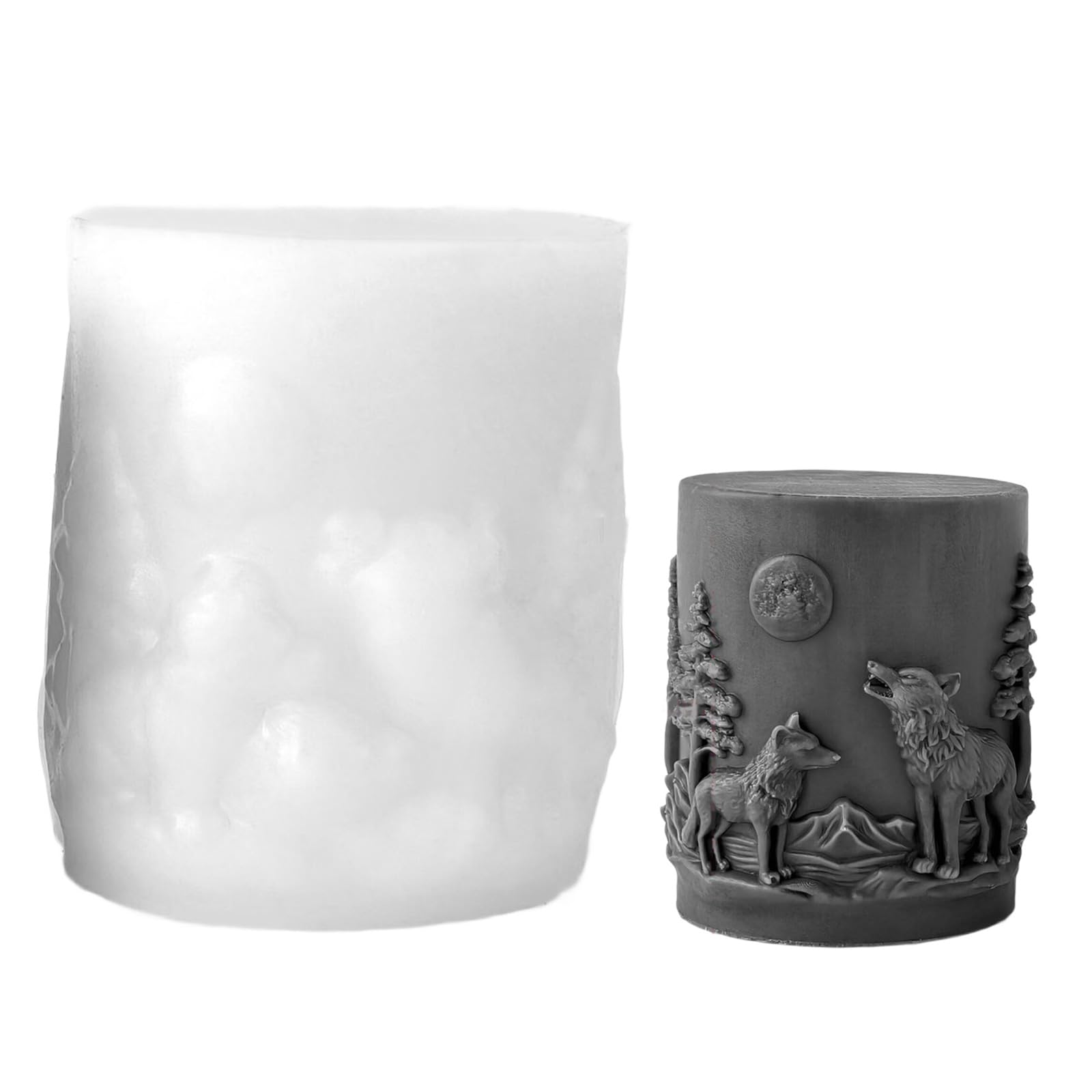 Kaeltsyn 3D Wolf Head Pillar Silicone Mold for Customizable Waxes Sculptures and Unique Decors Craft Projects Supplies Resin Crafting Mold