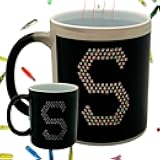 IllumiPeg Letter S Heat Changing IllumiMug 11 oz Ceramic Coffee Mug featuring design created for LiteBrite toy Gift for Women, Men, Nostalgia gift, Cocoa Cup includes unique gift box