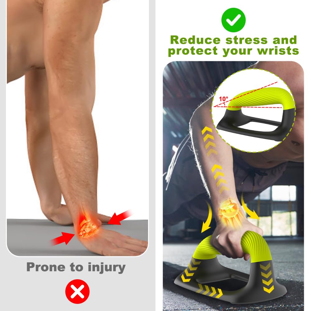 Barres de pompes – Poignées ergonomiques pour entraînement de musculation au sol, supports antidérapants avec poignée douce, barres de pompes pour entraînement à domicile