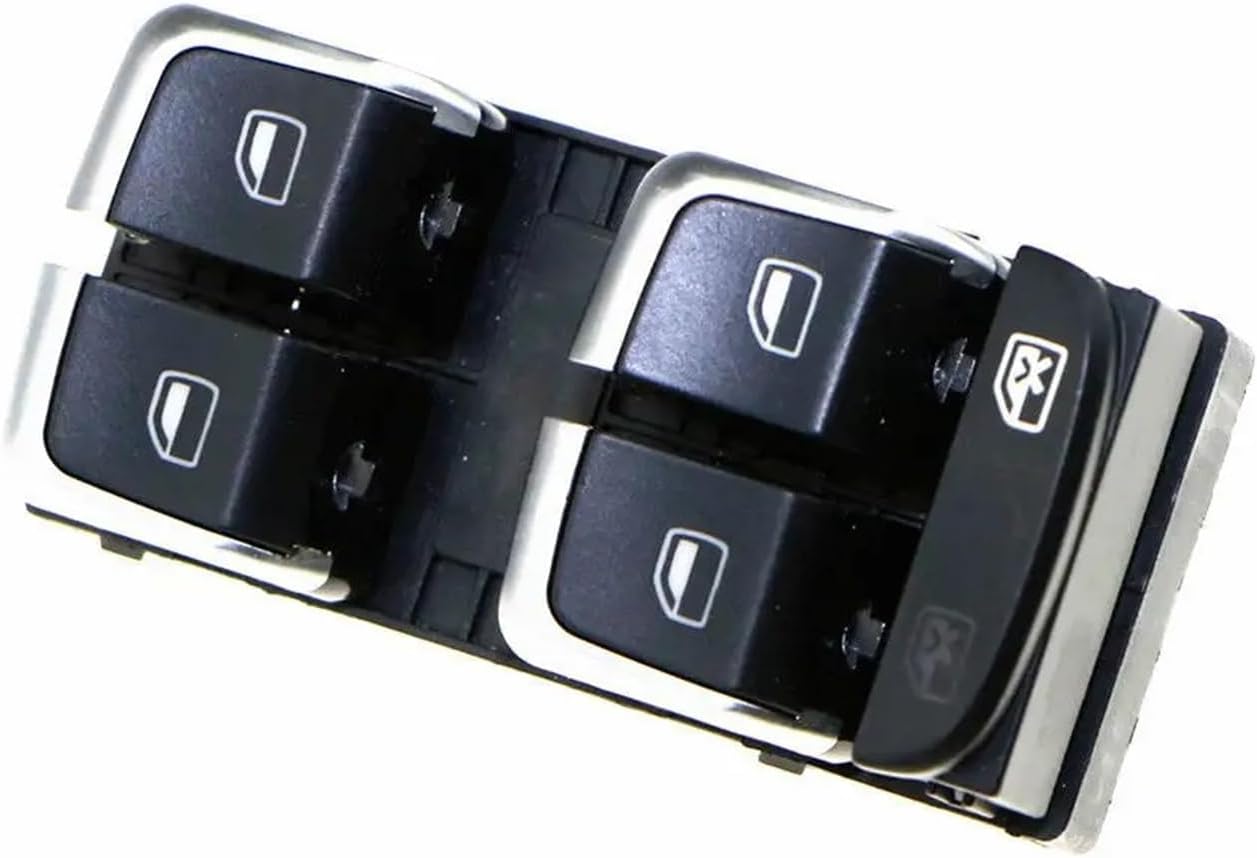5Pcs Car Chrome Master Switch Window Button Compatible with Audi A5 A4 Allroad Quattro B8 Q5 8K0959851A 8KD 959 855A 4GD 959 855 4GD959565A
