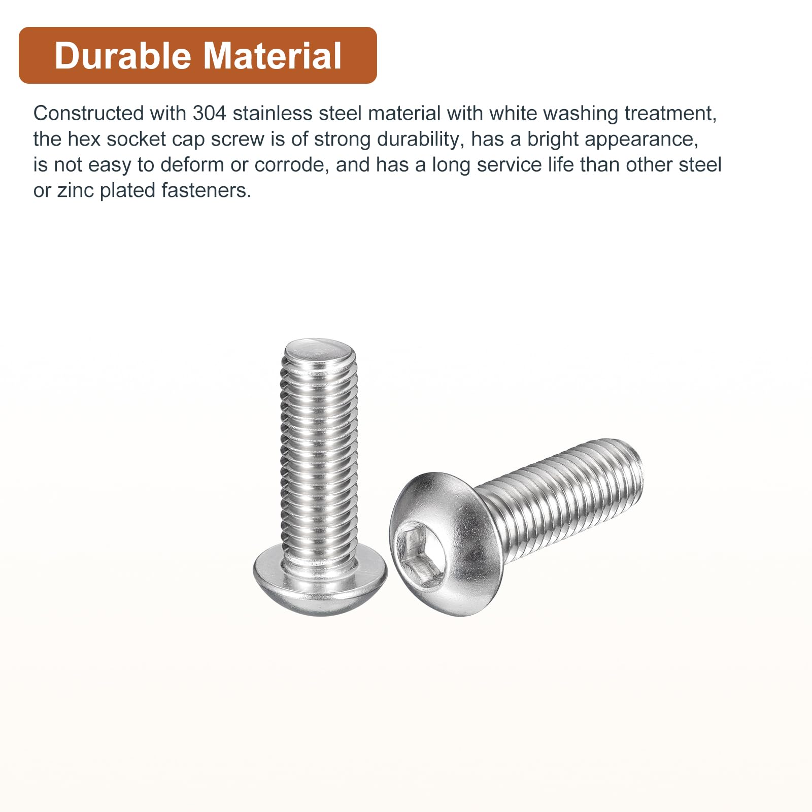 DTGN M10-1.5x30mm Button Head Socket Cap Screws, 20Pack, Good for Machine, 304 Stainless Steel 18/8 - Image 3