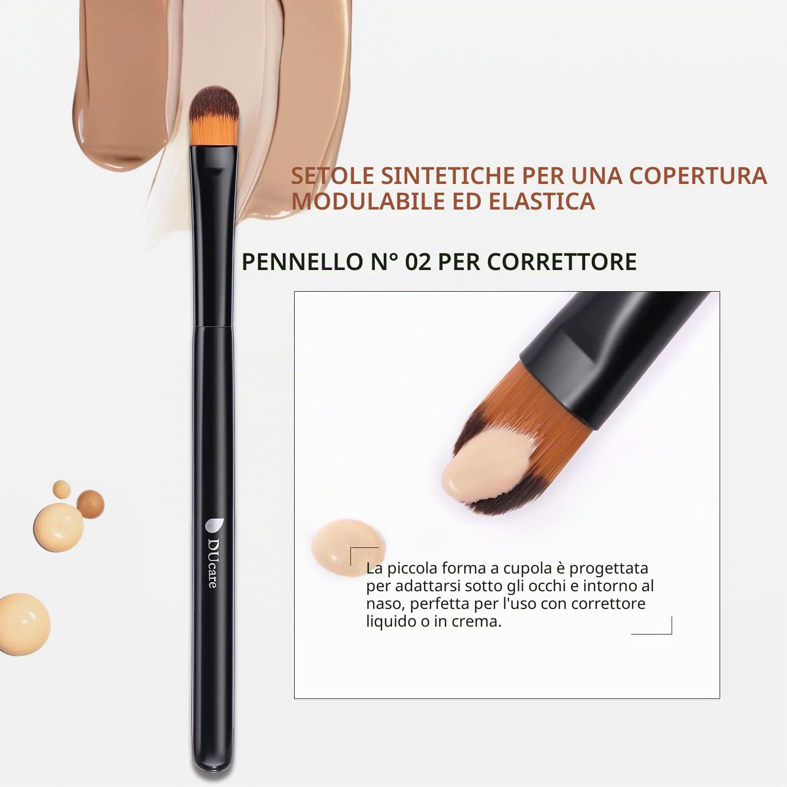 DUcare Pennello per fondotinta e pennello per correttore 2 pezzi -Pennello Fondotinta Liquido Trucco Cipria Pennello Kabuki professionale Perfetto Per Foundation, Polvere