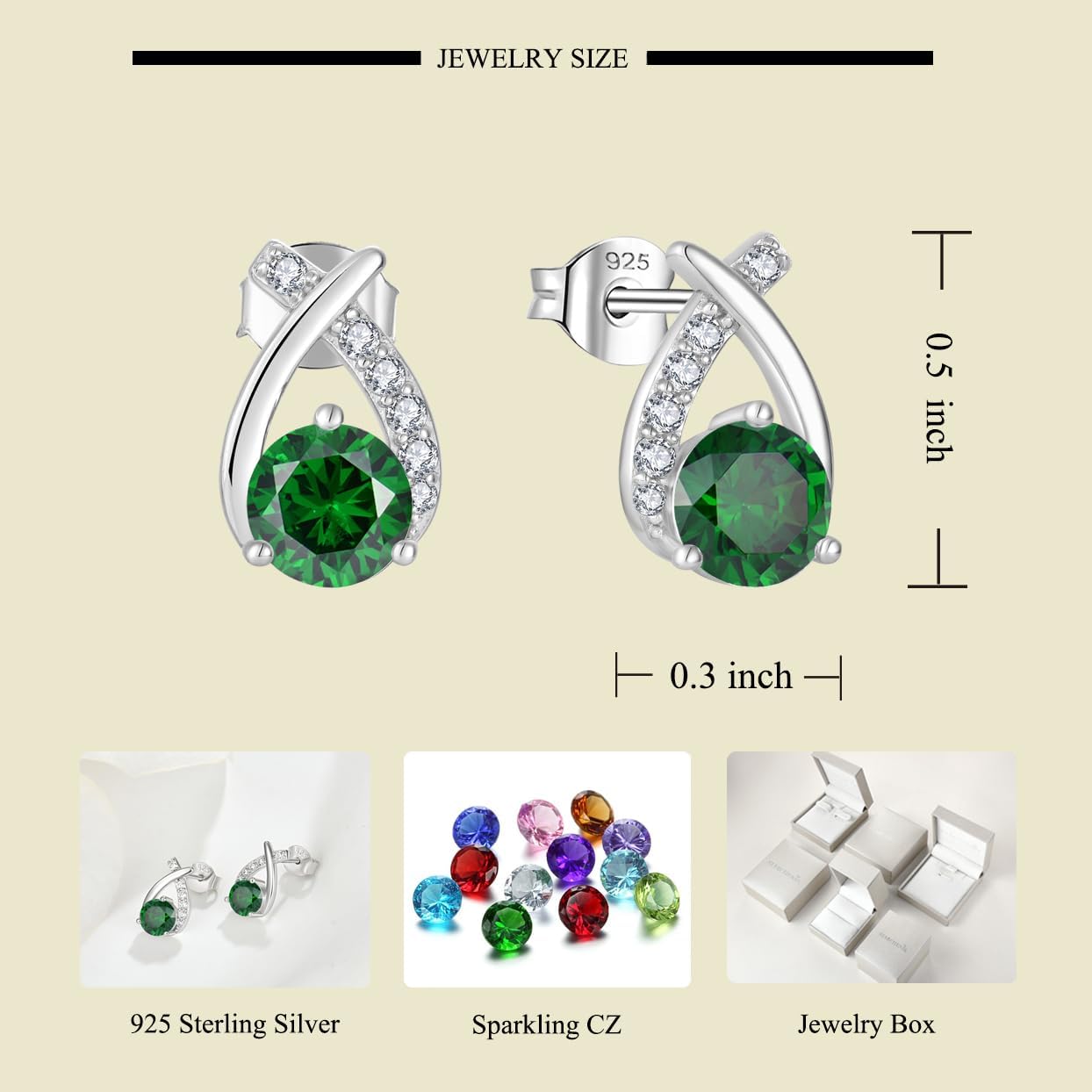 Starchenie 925 Sterling Silver Stud Earrings for Women - 6mm Round Birthstones Earrings Birthday Jewelry Gifts - Image 6