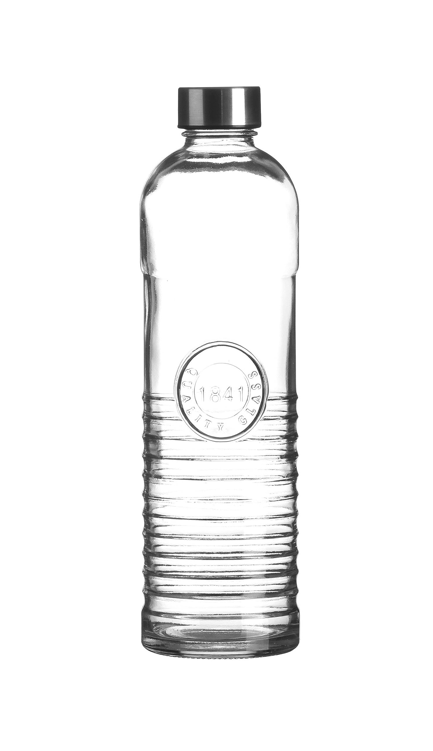 WESTCRAFT Stilvoll Wasser trinken - Oriental 1 Liter Glas Wasserflasche mit Schraubverschluss, luftdicht, Trinkflasche für Wasser, Saft im Kühlschrank, Vintage Glasflasche (Retro Vintage Stripe)