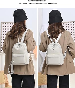 Backpack Women Small Lightweight Daypack for Travel Daily White