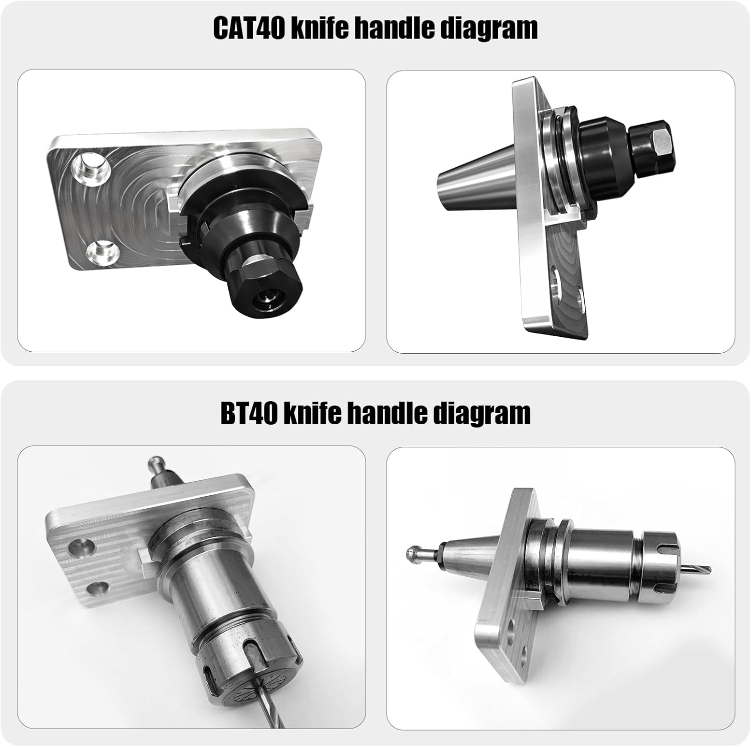 Aluminum CAT 40 or BT 40 universal Tool Holder Fixture for Tightening, Vise, and Mounting