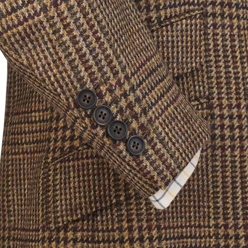 Men's Vintage Herringbone Tweed Blazer Notch Lapel Two Button Winter Wool Blend Western Casual Jacket Sport Coat4