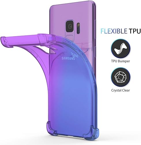 Miniatura 6 de KIOMY Funda transparente para Samsung Galaxy S9, esquinas de bolsas de aire, a prueba de golpes, diseño híbrido, parte trasera de policarbonato duro