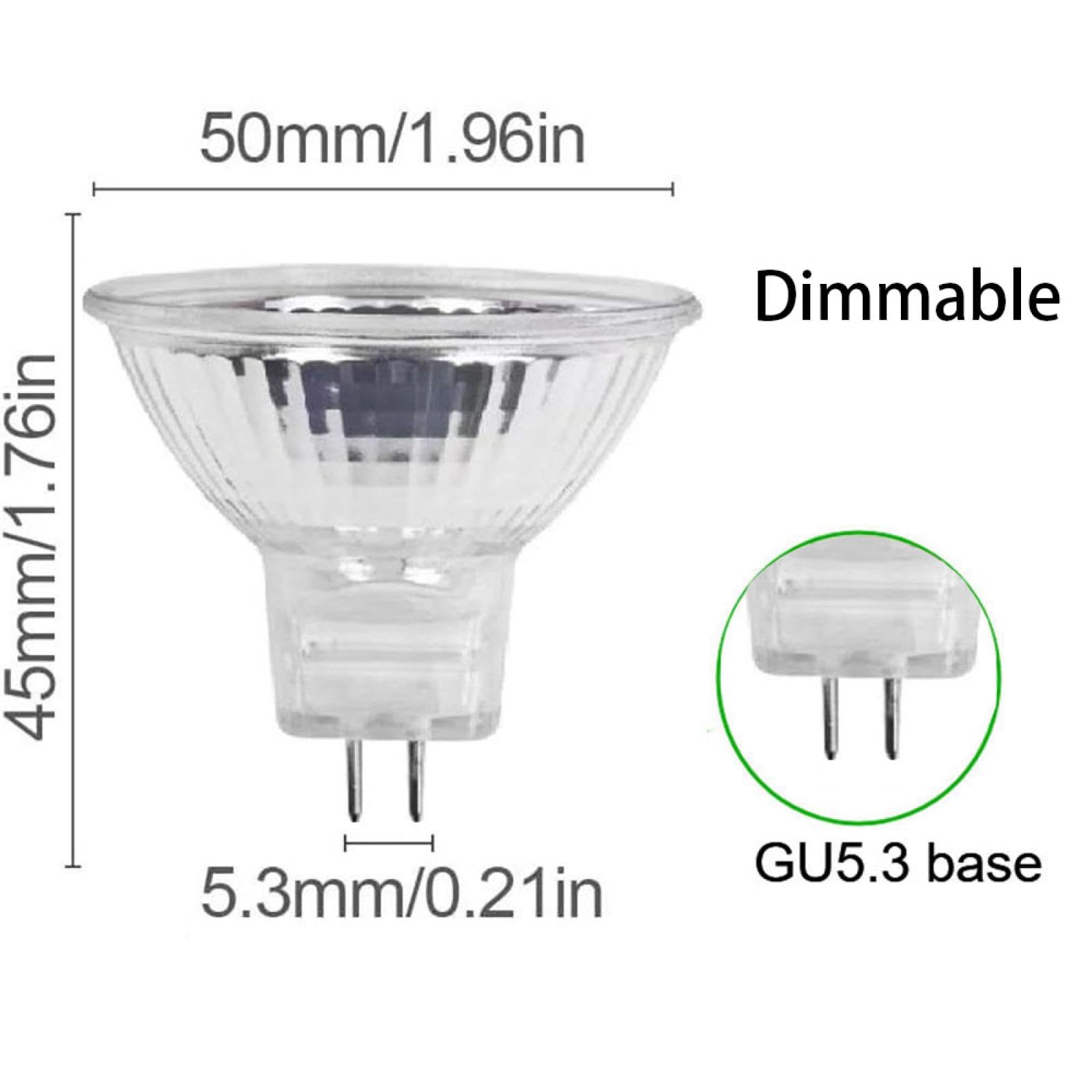 MR16 Halogenlampe 50W 220V GU5.3 20W Glühbirne mit GU5.3 Sockel Strahler Halogen MR16 220V 10W Leuchtmittel Dimmbar Warmweiß 6PCS 50W