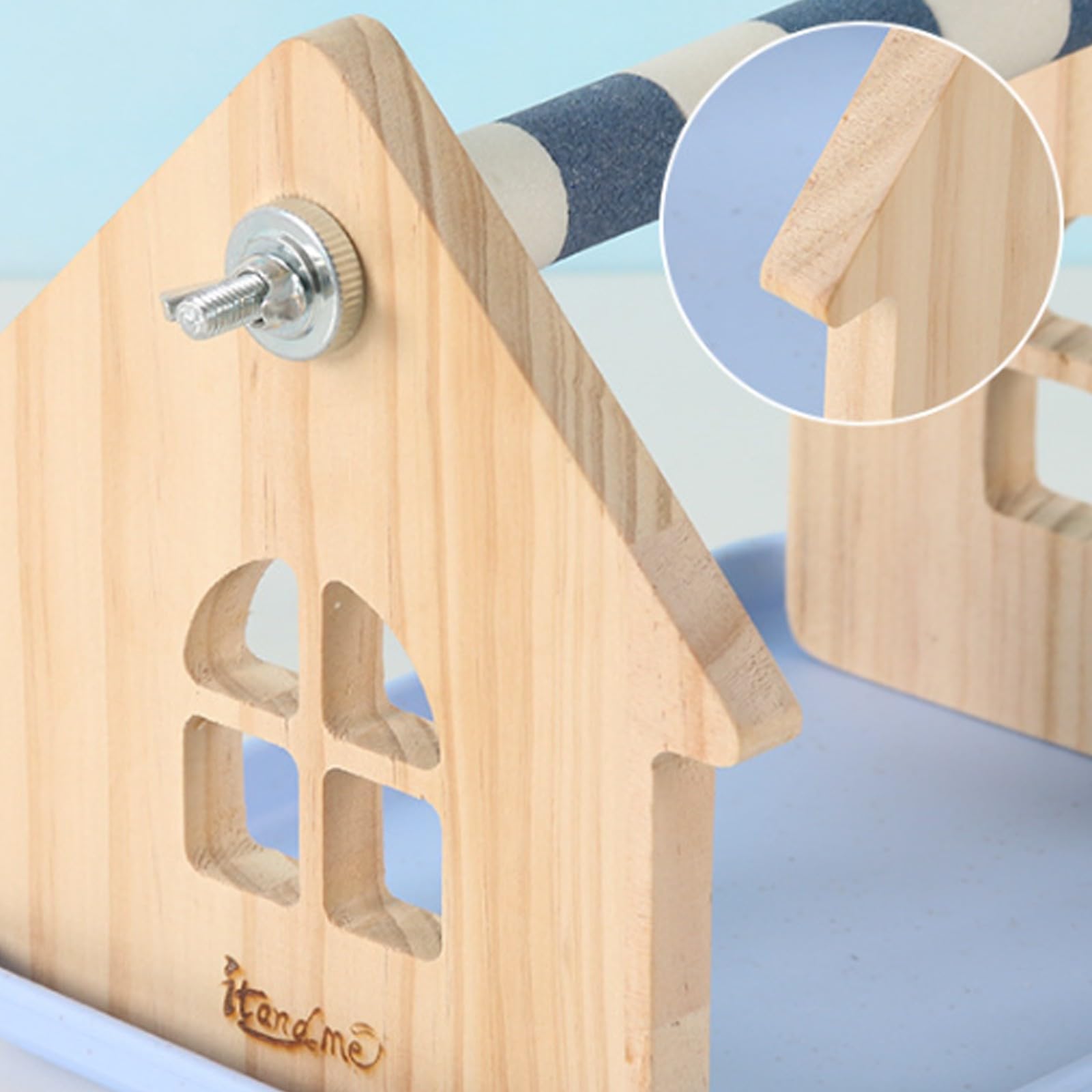 Soporte de madera natural para loros con base antideslizante para entretenimiento de pájaros, fácil movilidad, soporte para loros de madera natural