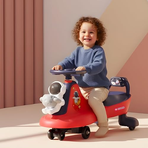Storio Astronaut Space Theme Swing Car for Kids 2-5 Years | Twist & Turn Ride-On Toy | No Pedals, No Batteries | Smooth & Safe Ride | Sturdy Body | Indoor Outdoor Ride-On for Boys & Girls