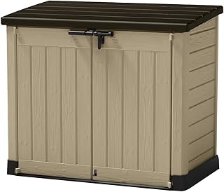 Store-It-Out MAX 4.8 FT X 2.7 FT Durable Outdoor Storage Shed Made from Weather Resistant Resin 42 Cubic Feet Beige/Brown