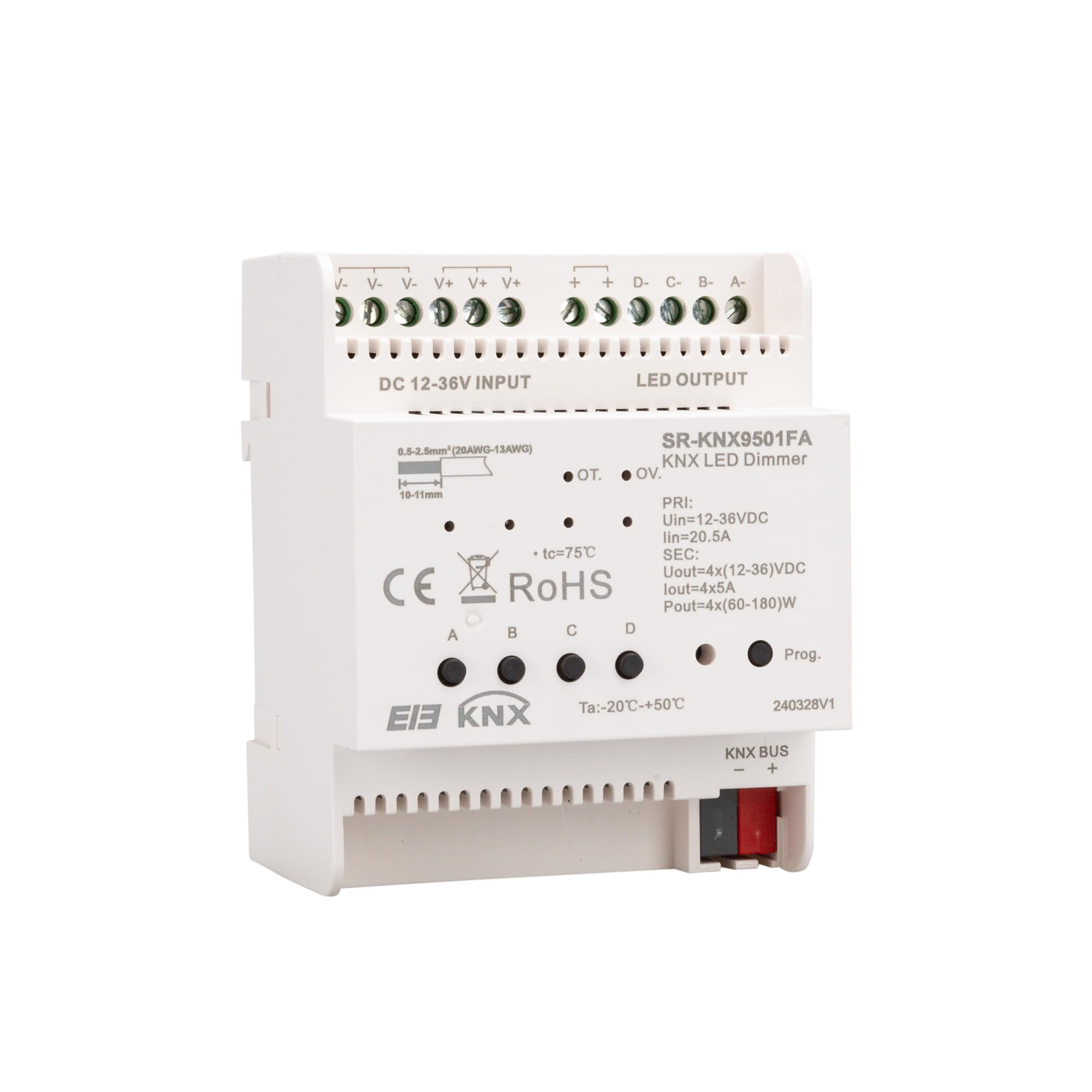 Din-Rain KNX-BUS Controller SR-KNX9511FA Dimmer 12-36V DC 4CH 5A