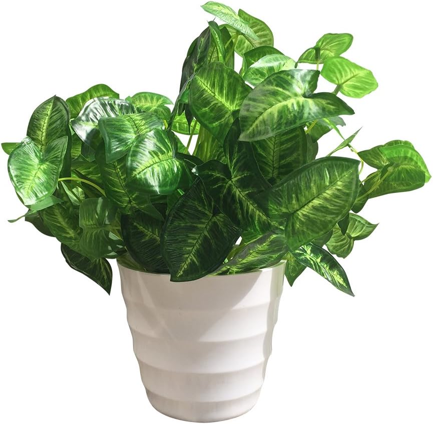 Artibell Artificial plants, Faux Plastic Dasheen Leaf Bushes Fake Simulation Greenery Plants Home Decor Indoor Outside Garden Office Veranda Wedding Decoration (4 Pieces)
